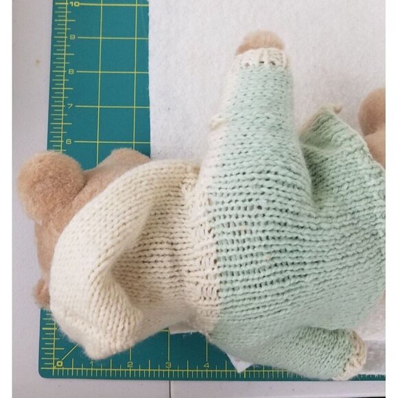 Blonde 4-Way Jointed Teddy Bear 10"‎ Plush Stuffed Animal hand knitted jacket - Picture 5 of 9